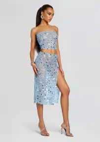 Mirage Embellished Skirt(Dusk Blue,XXS)