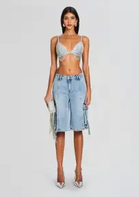 Sarta Cargo Denim Short(Vintage Celeste,24)