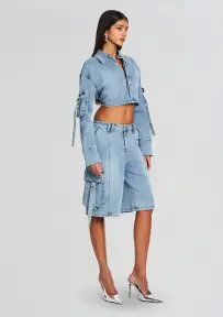 Sarta Cargo Denim Short(Vintage Celeste,24)