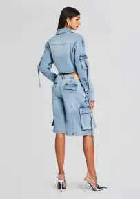 Sarta Cargo Denim Short(Vintage Celeste,24)