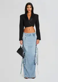 Cerise Cargo Denim Skirt(Vintage Celeste,23)