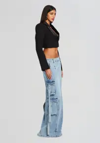 Cerise Cargo Denim Skirt(Vintage Celeste,23)