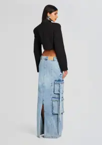Cerise Cargo Denim Skirt(Vintage Celeste,23)