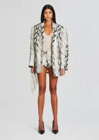 Chloe Leather Blazer(Neutral Snake,XXS)