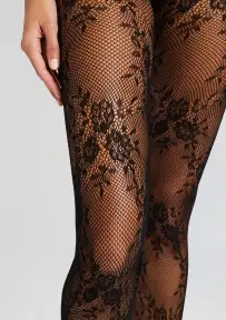 Floral Net Tight(Black,XS)