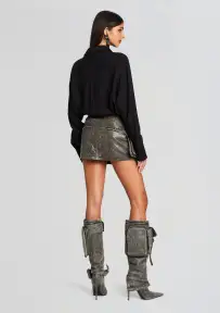 Langely Leather Skirt(Vintage Black,XXS)