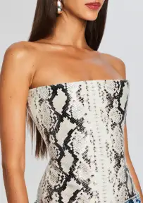 Leonie Leather Top(Neutral Snake,XXS)