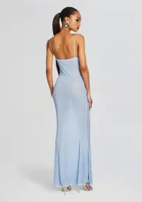 Shilo Embellished Silk Dress(Dusk Blue,XXS)