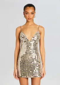 Airalyse Embellished Dress(Champagne Dust,XXS)