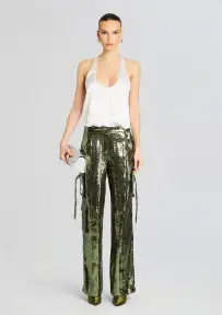 André Cargo Sequin Pant(Military Green Sequin,XXS)