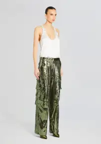 André Cargo Sequin Pant(Military Green Sequin,XXS)