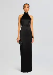 Bristol Bow Evening Dress(Black w/ White Bow,XS)