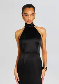 Bristol Bow Evening Dress(Black w/ White Bow,XS)