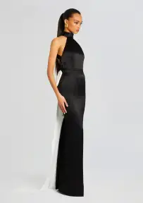 Bristol Bow Evening Dress(Black w/ White Bow,XS)