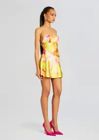 Eden Silk Dress(Yellow Peony,XXS)
