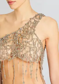 Lucienne Embellished Bra Top(Silver,XXS)