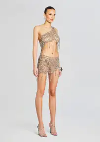 Lucienne Embellished Bra Top(Silver,XXS)