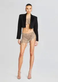 Lucienne Embellished Bra Top(Silver,XXS)