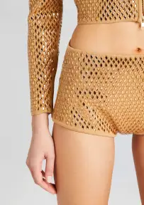 Tru Embellished Knit Short(Gold/Metallic Nude,XXS)