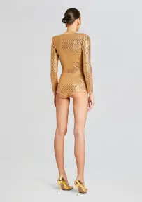 Tru Embellished Knit Short(Gold/Metallic Nude,XXS)