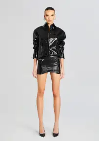 Shaili Leather Shirt(Black,XXS)