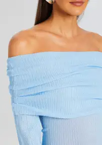 Galli Rib Knit Mini Dress(Powder Blue,XXS)