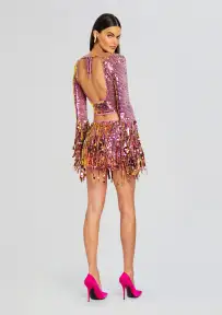 Miriam Sequin Fringe Crochet Top(Thistle Flower,XS/S)