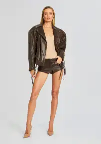 Salome Leather Jacket(Vintage Brown,XXS)