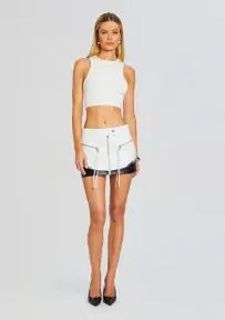 Sian Leather Skirt(White/Black,XXS)