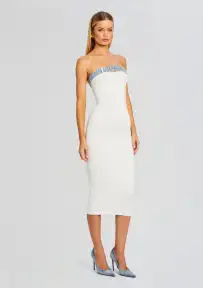 Blanche Knit Denim Dress(White/Coastline,XXS)