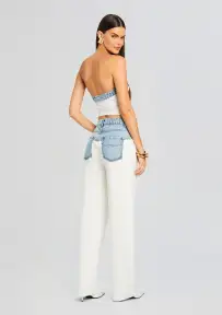 Chani Knit Denim Pant(White/Coastline,XXS)