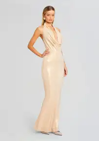 Emmy Dress(Peach/Gold,XXS)