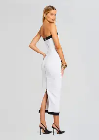 Jenn Bandage Knit Dress(White/Black,XXS)