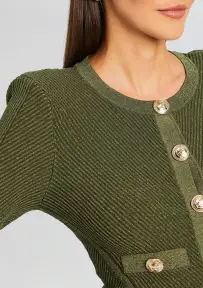 Sephira Rib Knit Jacket(MetallicMilitaryGrn,XXS)