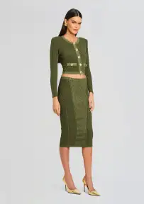 Sephira Rib Knit Jacket(MetallicMilitaryGrn,XXS)