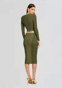 Sephira Rib Knit Jacket(MetallicMilitaryGrn,XXS)