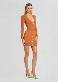 Zem Rib Knit Dress(Metallic Rust,XXS)