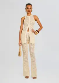 Tish Knit Crochet Pant(Cream,XXS)