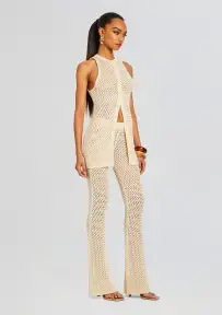 Tish Knit Crochet Pant(Cream,XXS)
