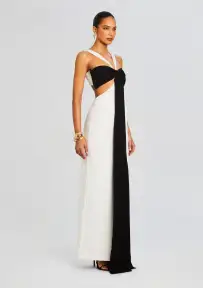 Elizabeth Bowed Evening Gown(White,XS)