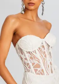 Lael Embellished Lace Dress(White,XXS)