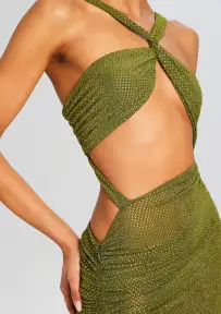 Liesel Embellished Dress(Military Green,XXS)