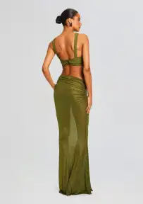 Liesel Embellished Dress(Military Green,XXS)