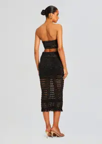 Raya Knit Crochet Skirt(Black/Gold,XXS)