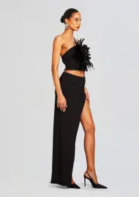 Nicki Feather Top(Black,XXS)