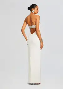 Swan Embellished Dress(White/Silver,XXS)