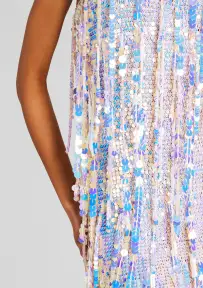 Shira Sequin Fringe Crochet Dress(Optic White,XS/S)