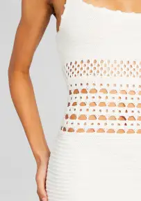 Avril Knit Crochet Dress(White,XXS)