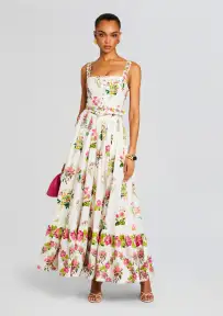 Taha Long Dress(White Floral,XXS)