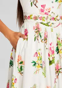 Taha Long Dress(White Floral,XXS)